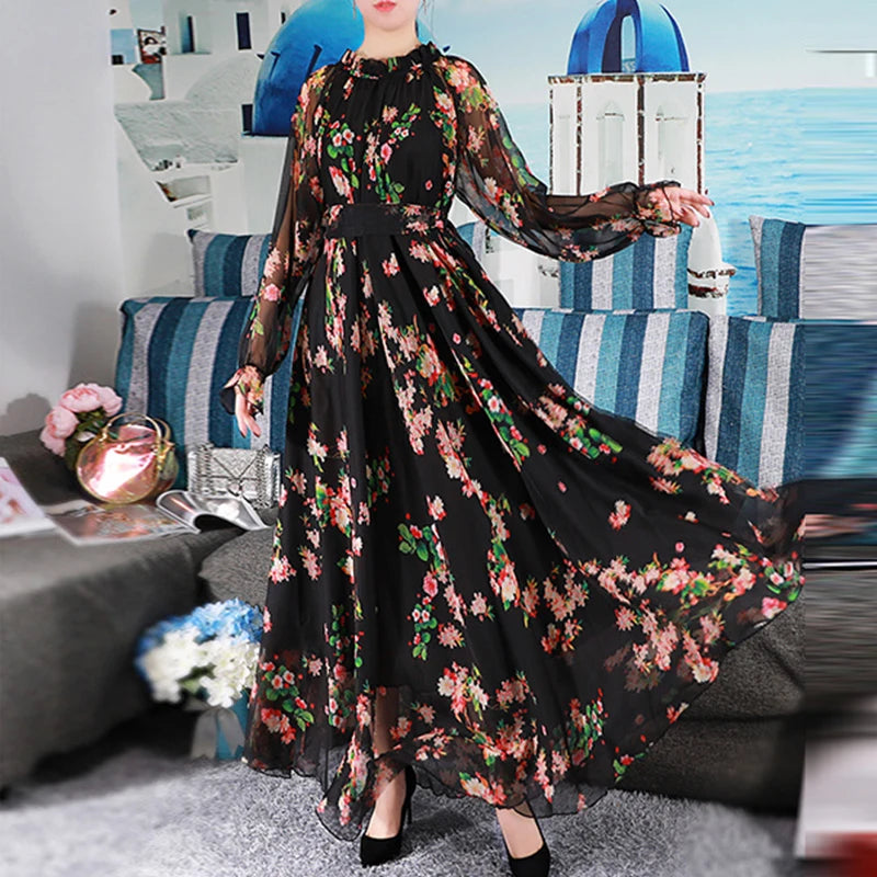Floral Elegance 2024 – Long Dress with Flower Print
