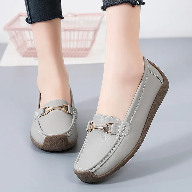 Lente/Herfst Dames Flats in Echt Leer