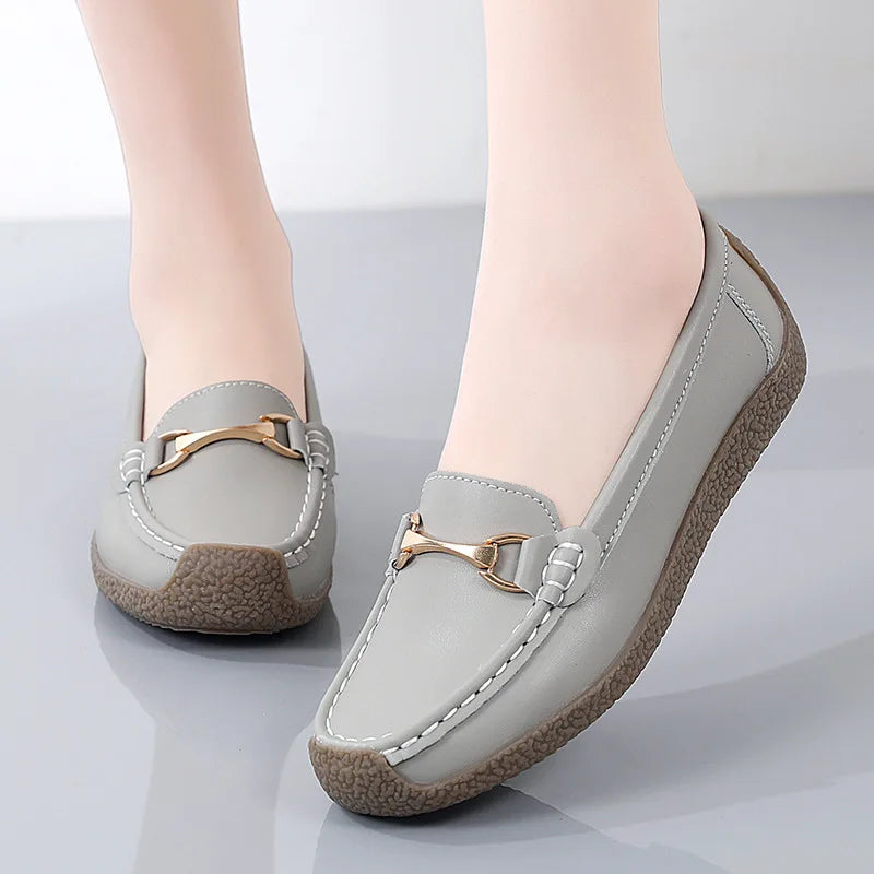 Lente/Herfst Dames Flats in Echt Leer