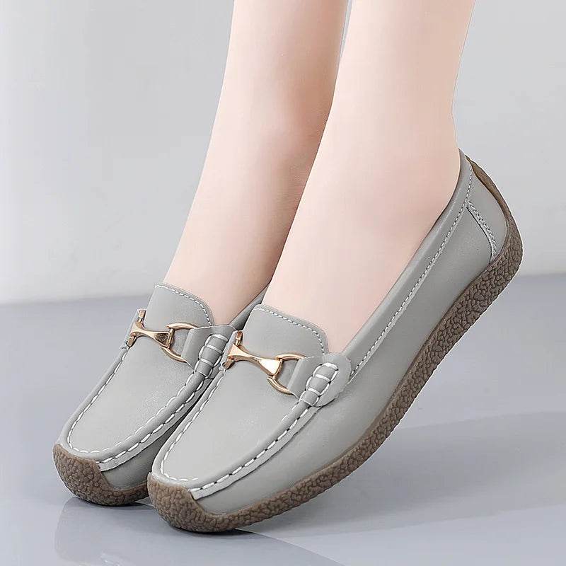 Lente/Herfst Dames Flats in Echt Leer