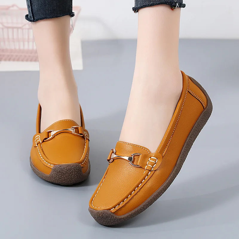 Lente/Herfst Dames Flats in Echt Leer