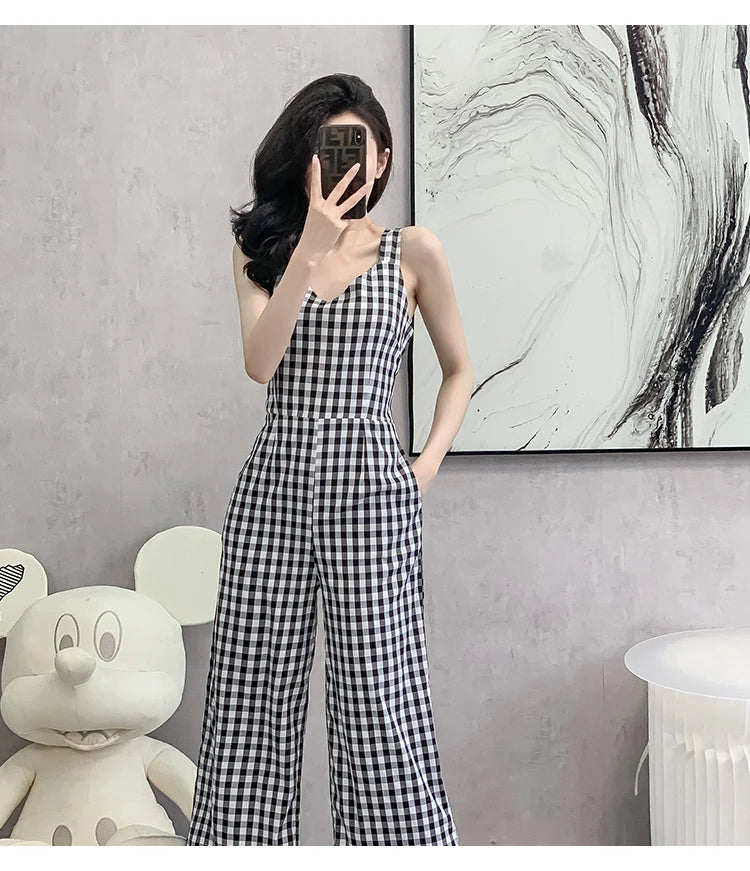 Briljante Zonsopgang Geruite Taille Jumpsuit