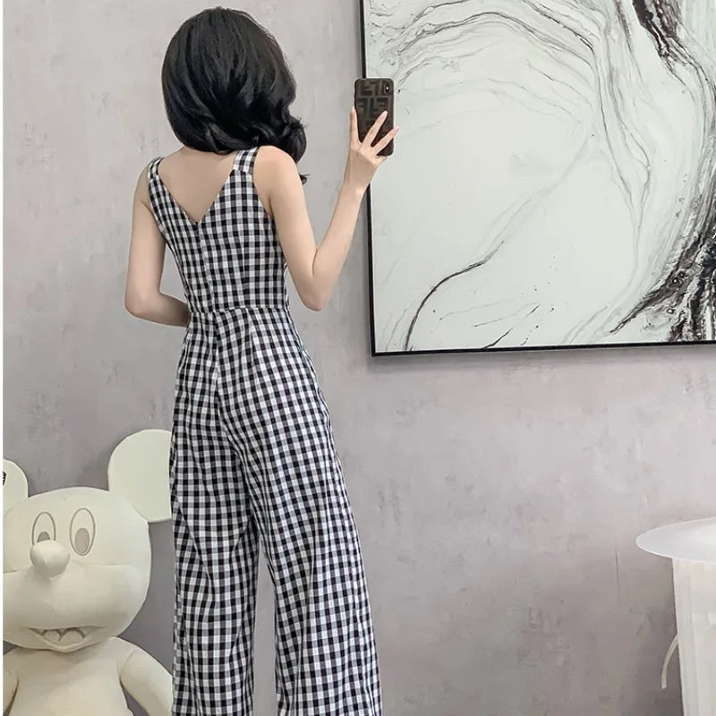 Briljante Zonsopgang Geruite Taille Jumpsuit
