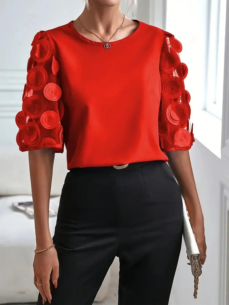 Zomersyde Mesh Splicing Blouse Top