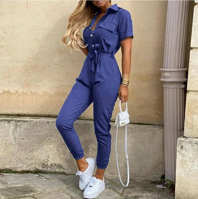 ChicStyle's Stylish Vintage Belted Jumpsuit for Women - Perfect for Any Occasion