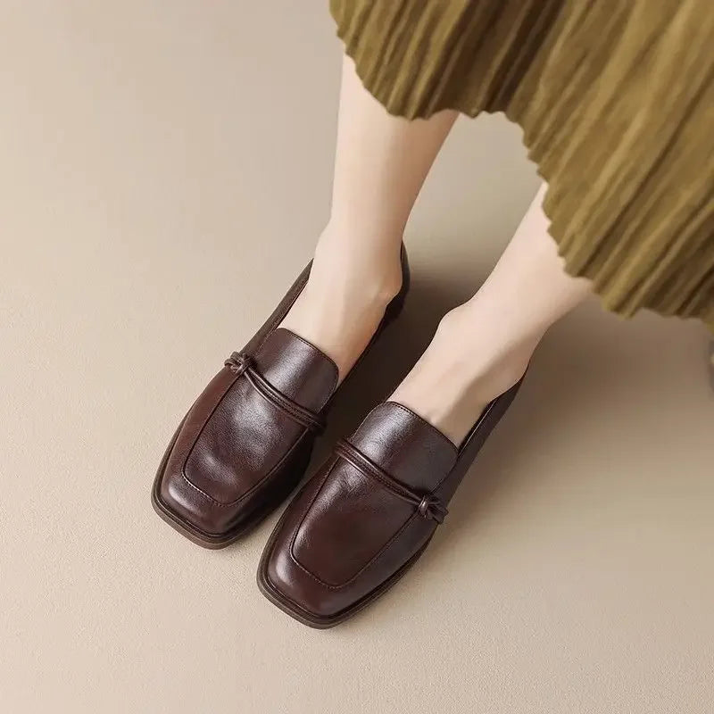 Stil Vintage Leder Damenflats