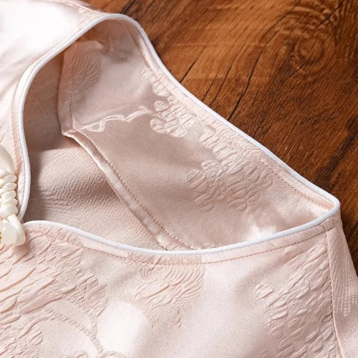GuanLe Zomerse Natuurlijke Moerbeizijden Roze Shirt