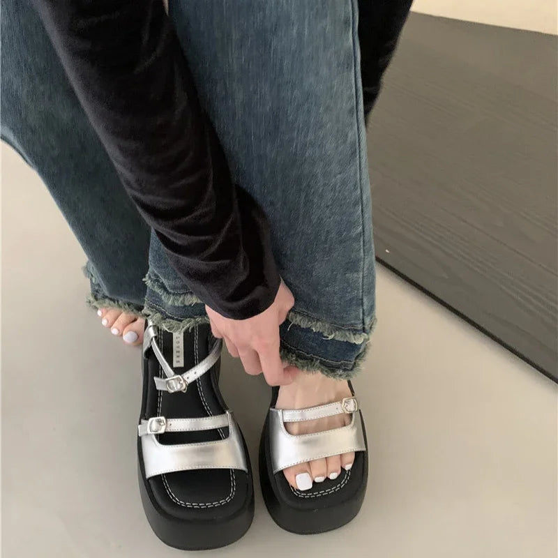 Elegant Gladiator Platform Sandals for Summer 2024