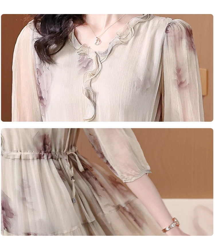 Zonnestraal Fashion Silk V-Neck Summer Dress for Women