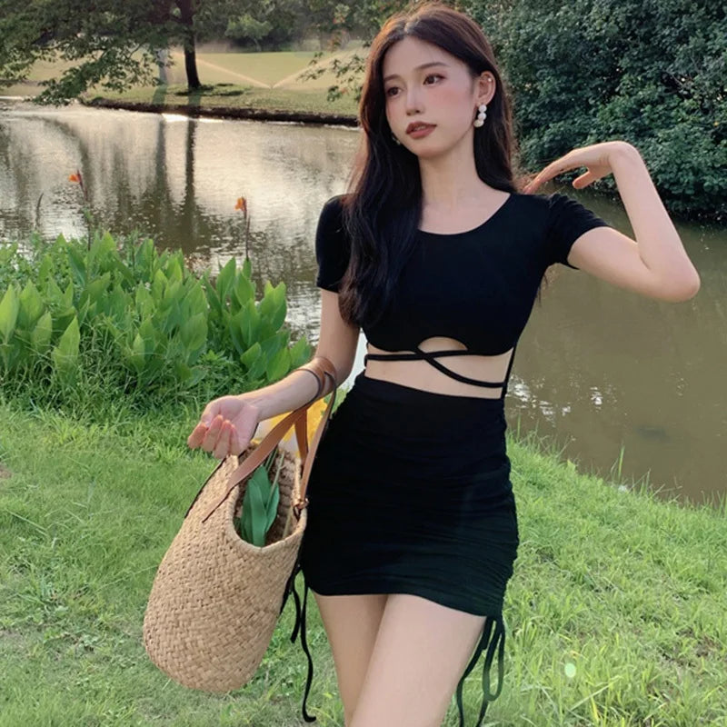 Zomer Sexy Feestjurk met Trekkoord