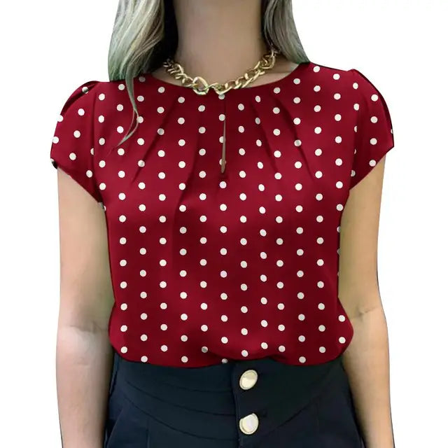 Stilvolles sommerliches Polka-Dot-Tunika-Top für Frauen