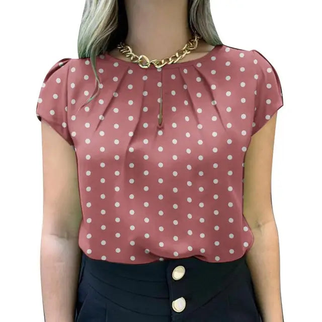 Stilvolles sommerliches Polka-Dot-Tunika-Top für Frauen