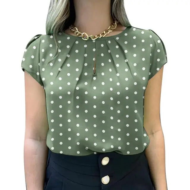 Stilvolles sommerliches Polka-Dot-Tunika-Top für Frauen