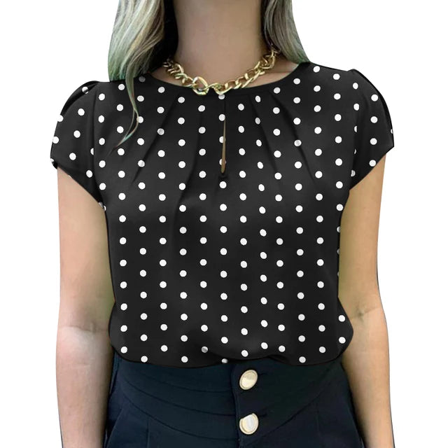 Stilvolles sommerliches Polka-Dot-Tunika-Top für Frauen