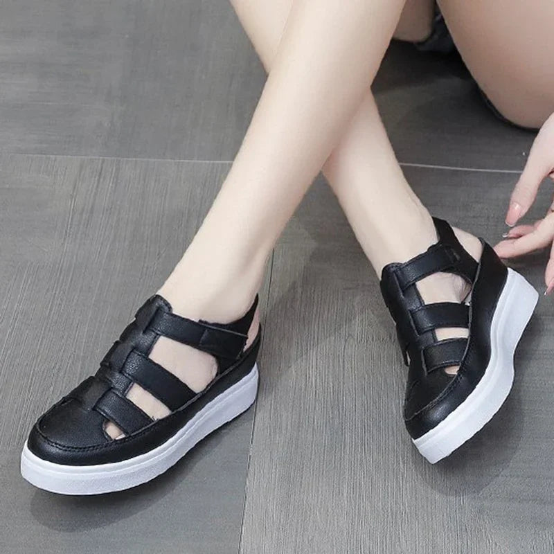 Sommer Keilabsatz Plattform Sandalen mit Gladiator Stil