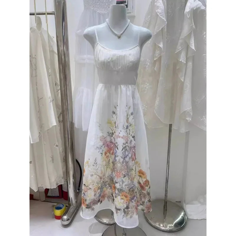 ZomerGloed Retro Gedrukte Taille-Gecontroleerde Jurk