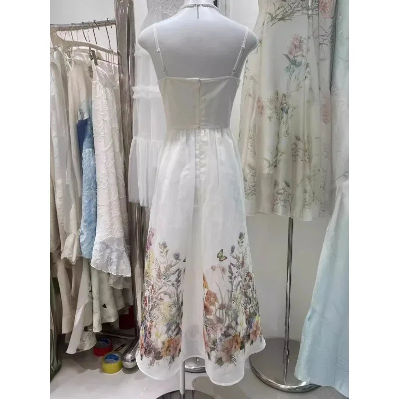 ZomerGloed Retro Gedrukte Taille-Gecontroleerde Jurk