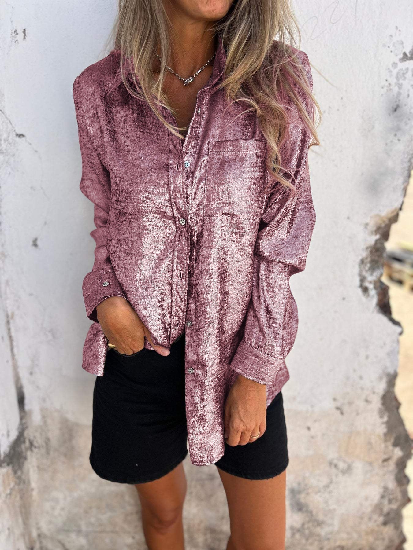 Bella Metal Blouse for Shiny Elegant Evenings