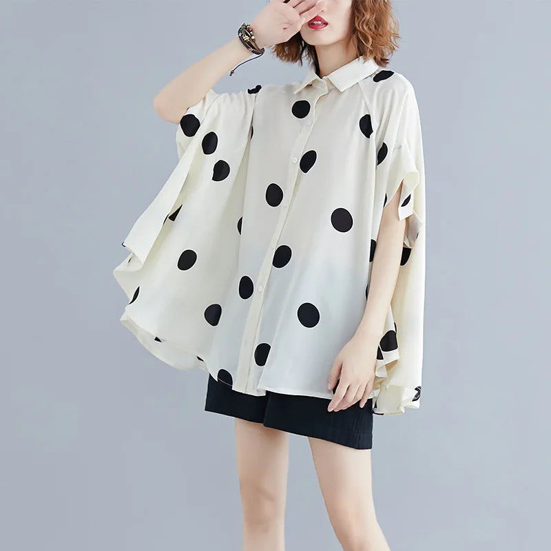 Zomerse Polka Dot Gedrukte Blouse voor Dames