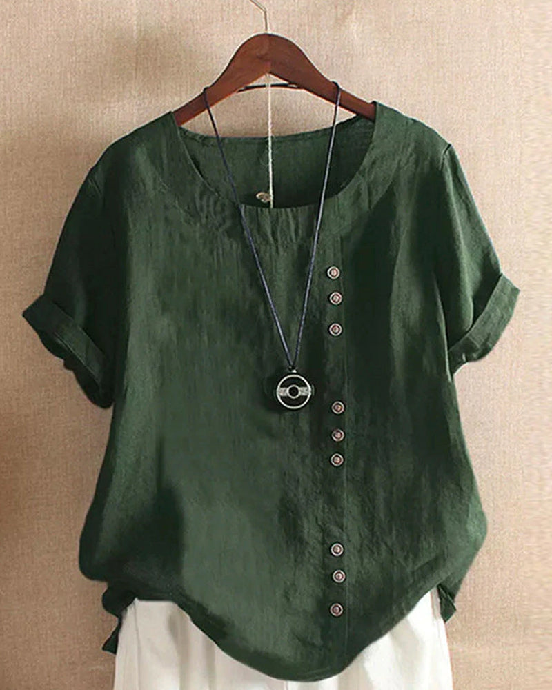 Olivia | Circle Neck Short Sleeve Blouse