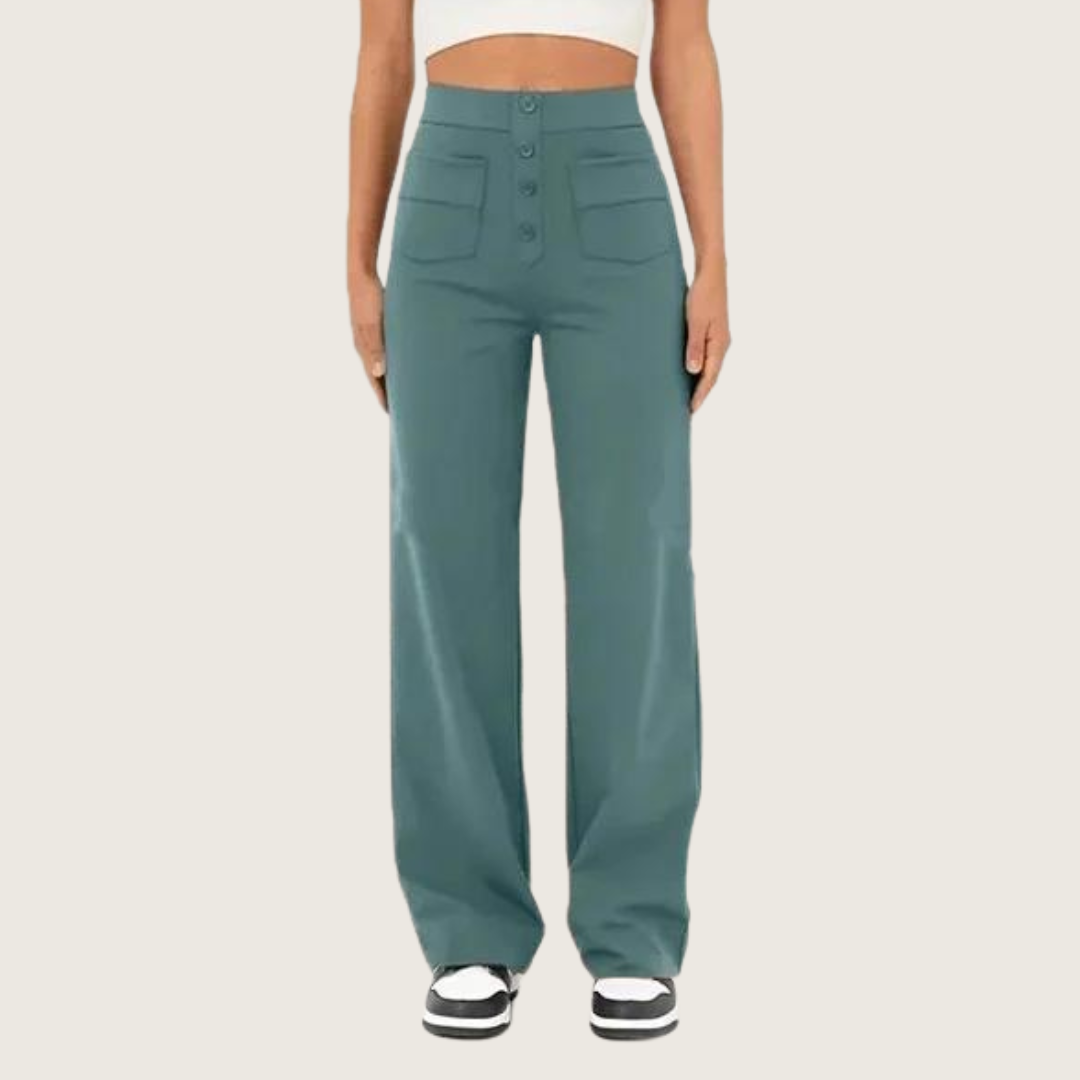 Pantalón elástico de cintura alta casual FlexiFit para mujer
