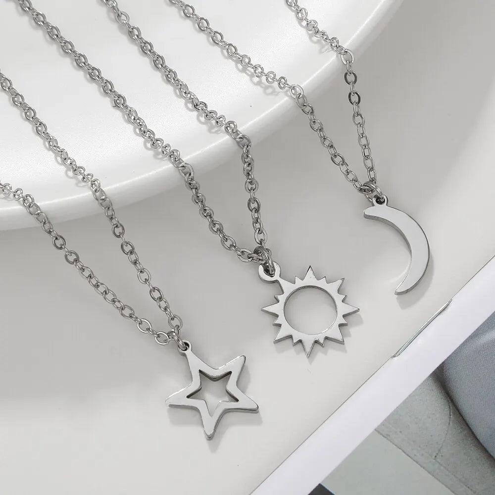 JuweelHemel Zilveren Driehanger Halsketting Set