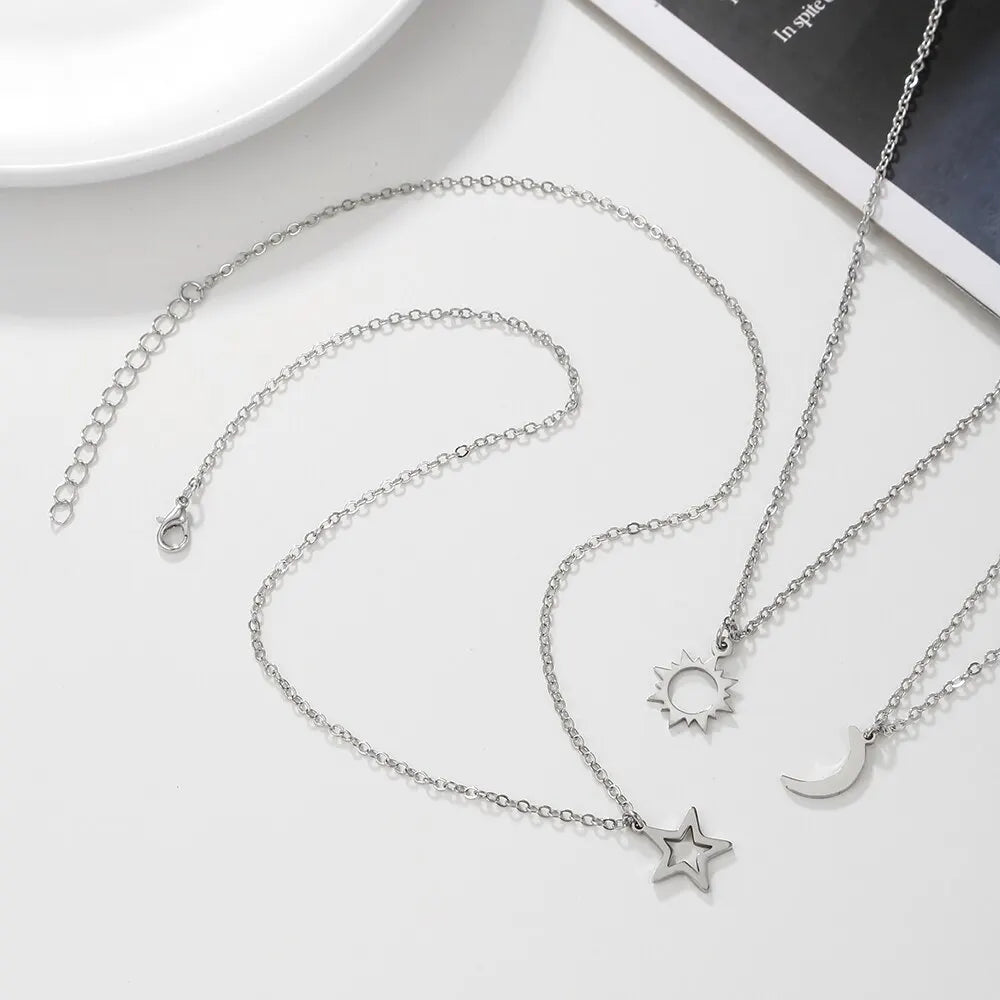 JuweelHemel Zilveren Driehanger Halsketting Set