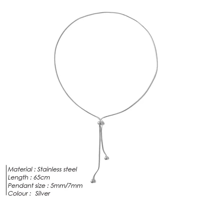 Elegante Roestvrijstalen Kwastjesketting - Verstelbare Slangenketting