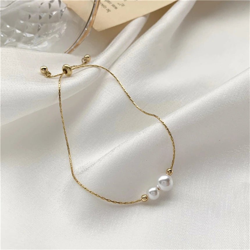Betoverende Roestvrijstalen Simplicity Kralen Parel Hanger Verstelbare Armbanden van Glanzend Juweel