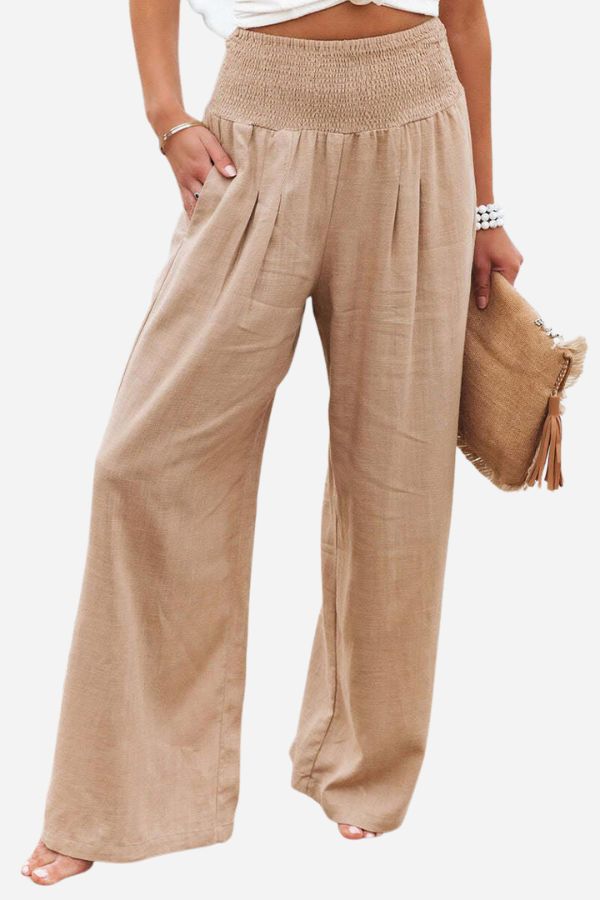 VELANORA - Elegante e comodo pantalone palazzo a vita alta per donna