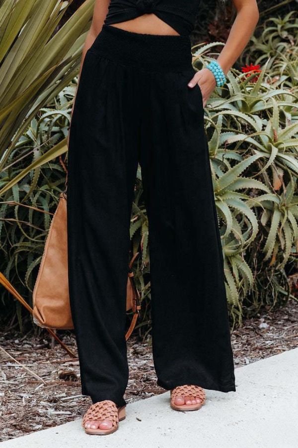 VELANORA - Elegante e comodo pantalone palazzo a vita alta per donna