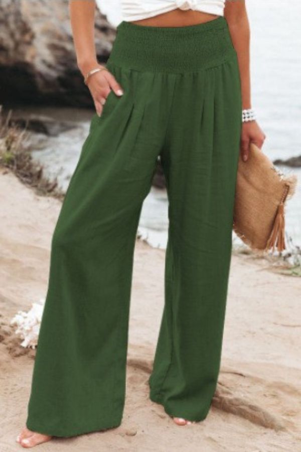 VELANORA - Elegante e comodo pantalone palazzo a vita alta per donna