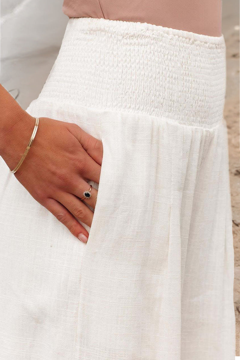 VELANORA - Elegante e comodo pantalone palazzo a vita alta per donna