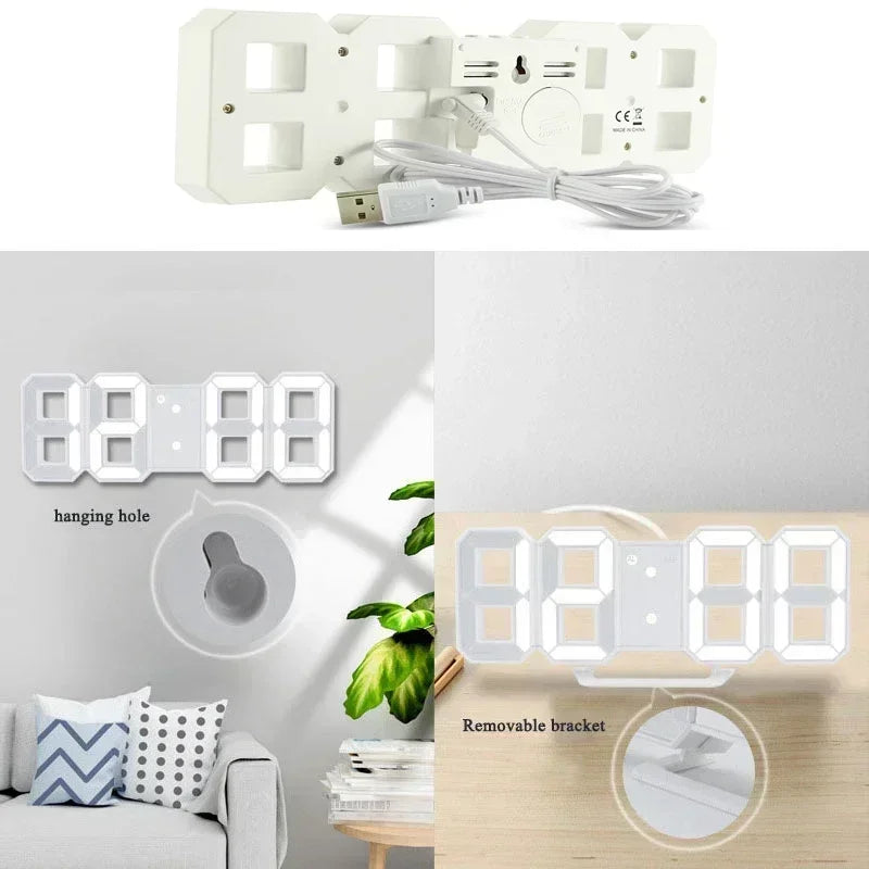 3D LED-wekker met modern digitaal display