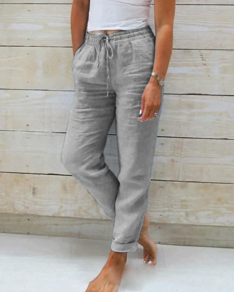 Velanora - Pantaloni eleganti di lino per donna