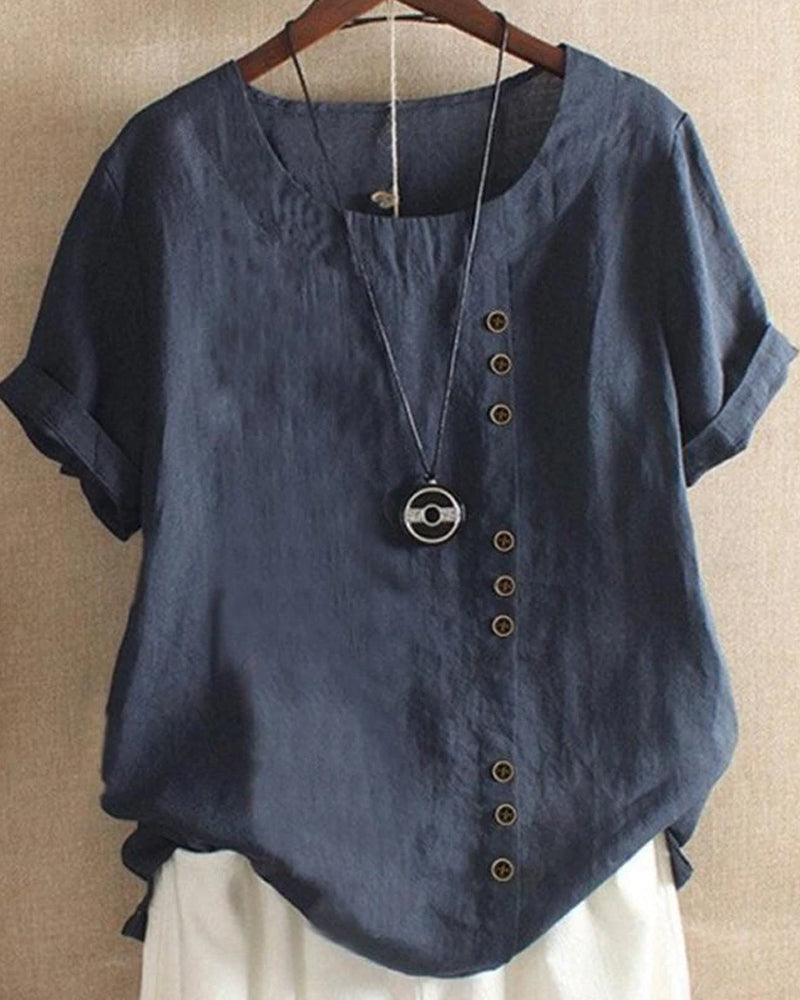 Olivia | Circle Neck Short Sleeve Blouse
