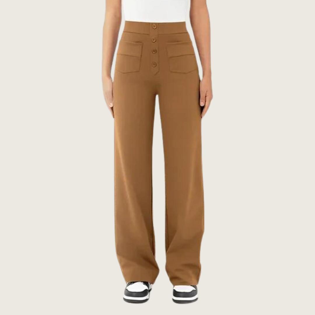 Pantalón elástico de cintura alta casual FlexiFit para mujer