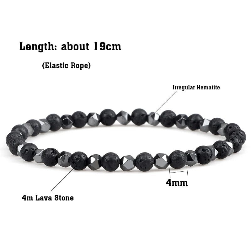 Vuur en Aarde Hematiet en Lavasteen Armband