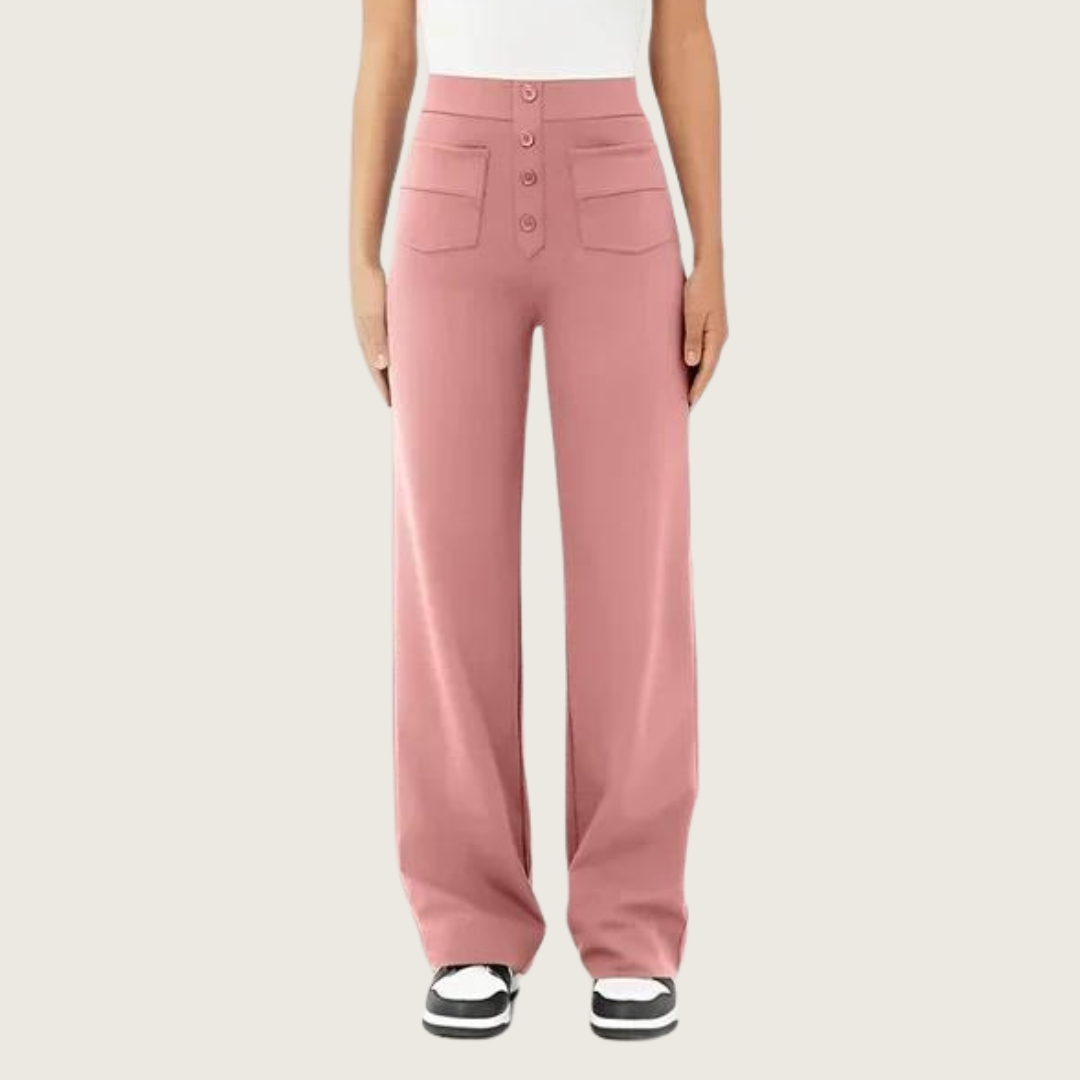 Pantalón elástico de cintura alta casual FlexiFit para mujer