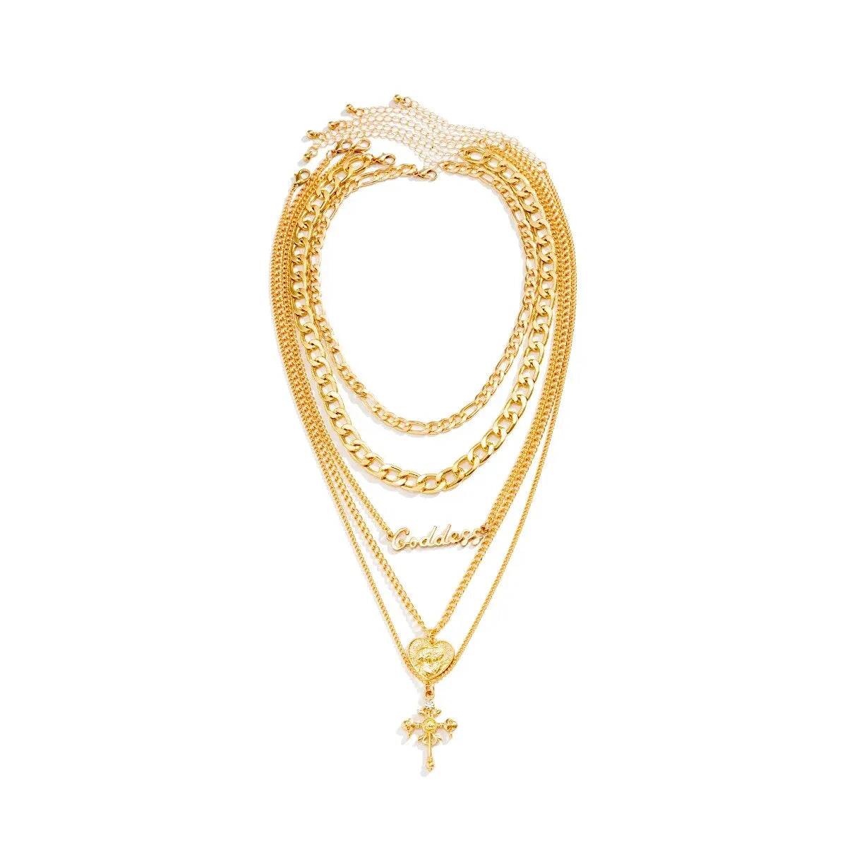 Betoverende Vintage Kettingset met Hartenliefde en Kruisen