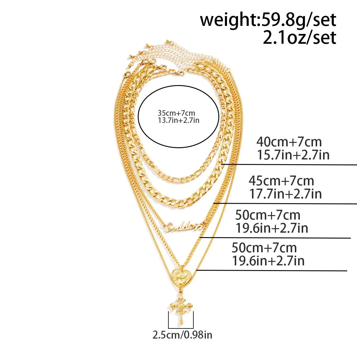 Betoverende Vintage Kettingset met Hartenliefde en Kruisen