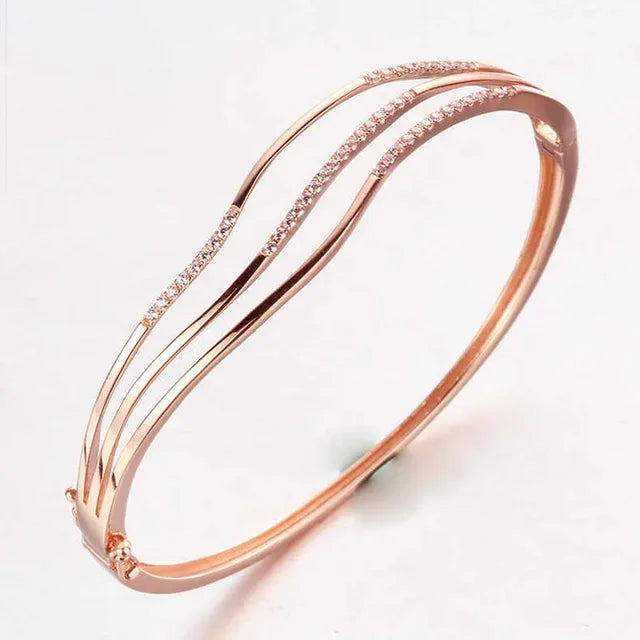Betoverende Paarse Kristallen Armband Verguld met 14K Roségoud