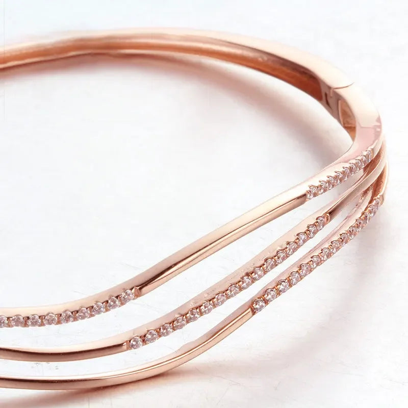 Betoverende Paarse Kristallen Armband Verguld met 14K Roségoud