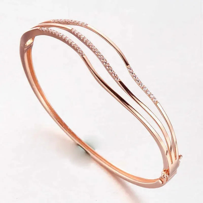 Betoverende Paarse Kristallen Armband Verguld met 14K Roségoud