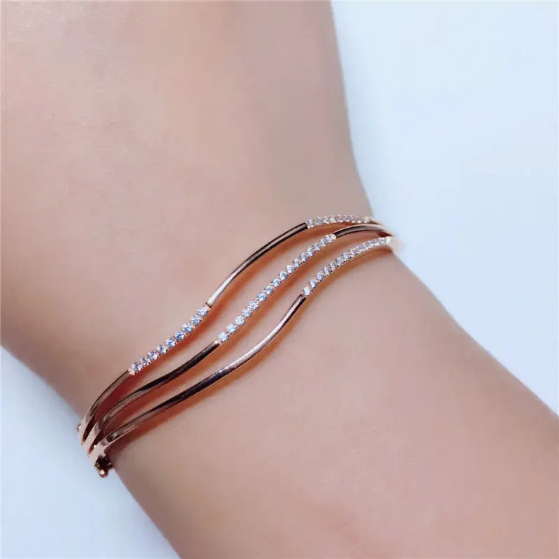 Betoverende Paarse Kristallen Armband Verguld met 14K Roségoud
