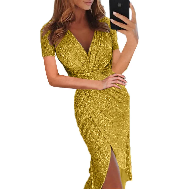 Vestito glitterato leggero e aderente in gelée
