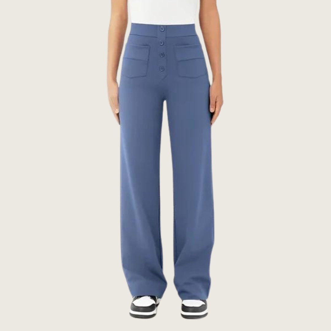 Pantalón elástico de cintura alta casual FlexiFit para mujer