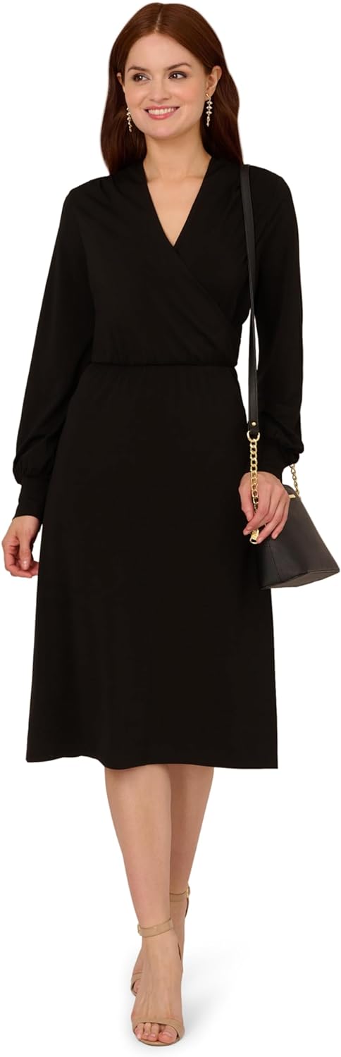 ChicDroom Lange Mouw Wrap Midi Jurk voor Vrouwen