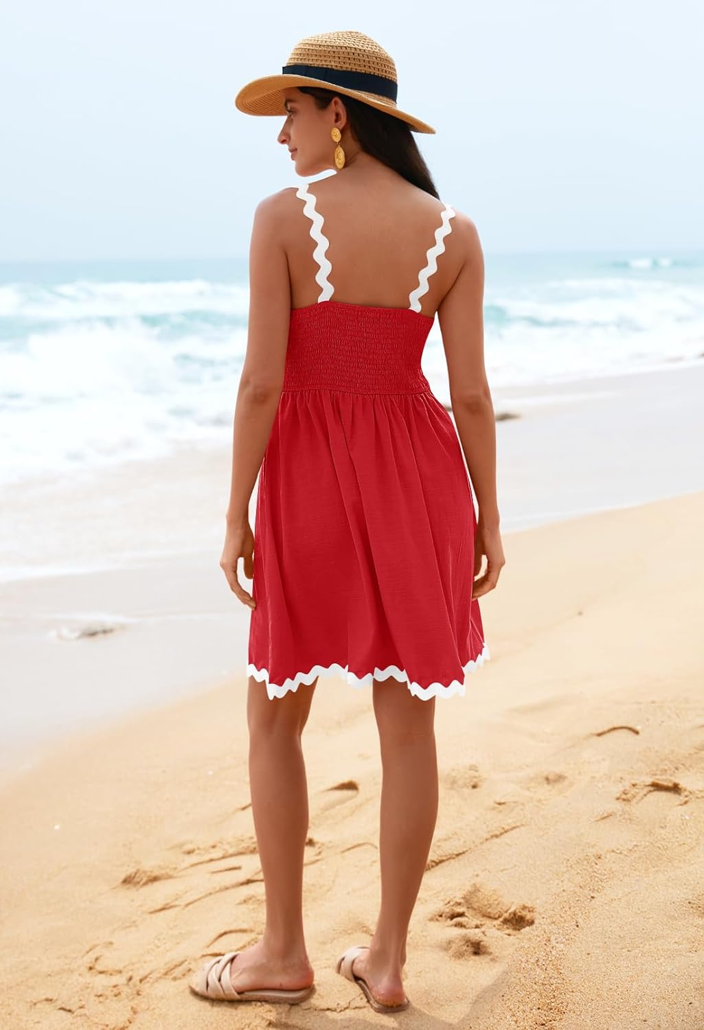 Zomerse Spaghettibandjes Mouwloze Strand Mini Jurk