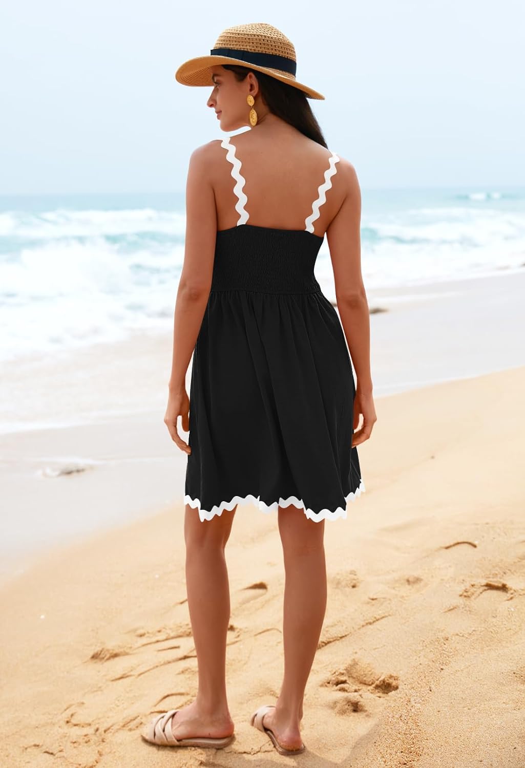 Zomerse Spaghettibandjes Mouwloze Strand Mini Jurk